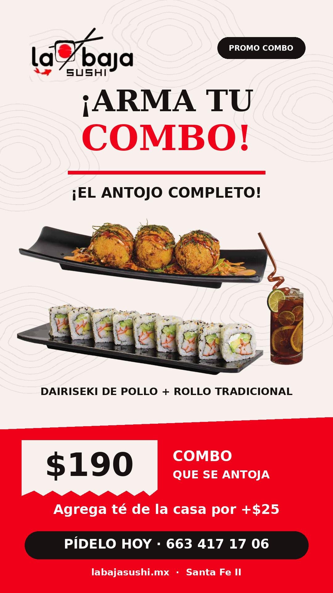 Combo Dairiseki de pollo + rollo tradicional